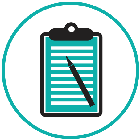 Training icon with clipboard and pencil